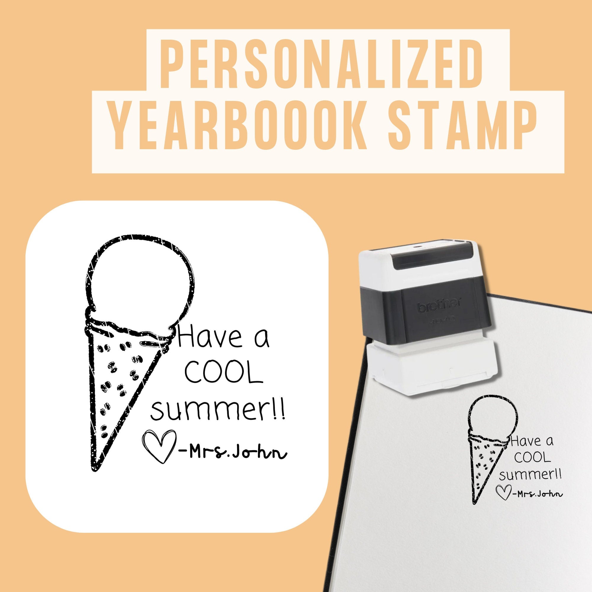 Cool Summer Ice-cream Teacher Yearbook Stamp | Self Inking | Custom