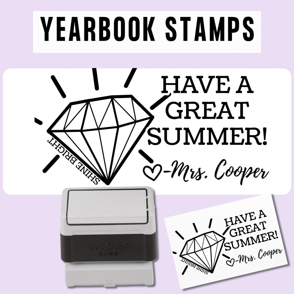 HIGH QUALITY | Custom Self Inking Shine Bright Diamond Yearbook Stamp for Teachers