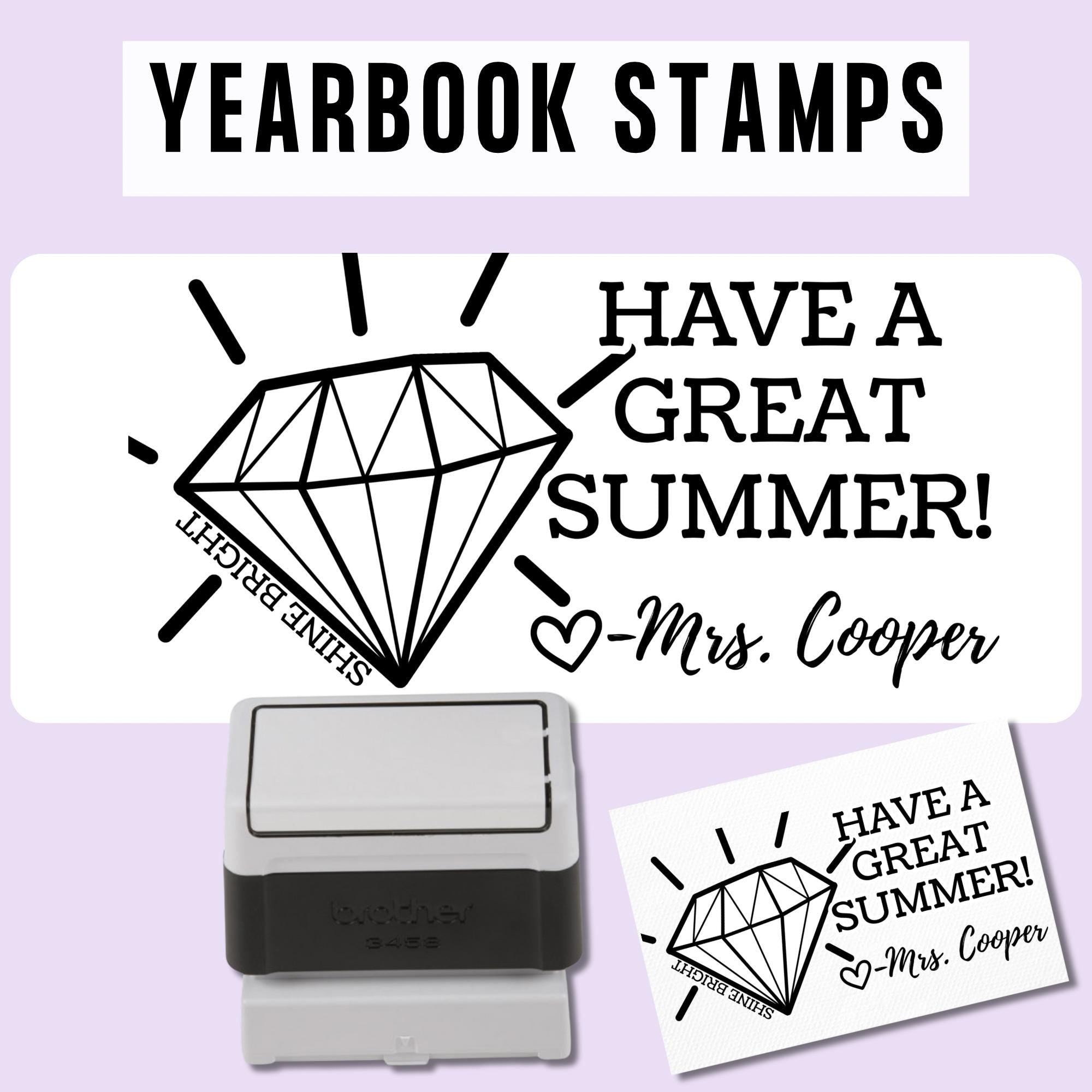 HIGH QUALITY | Custom Self Inking Shine Bright Diamond Yearbook Stamp for Teachers