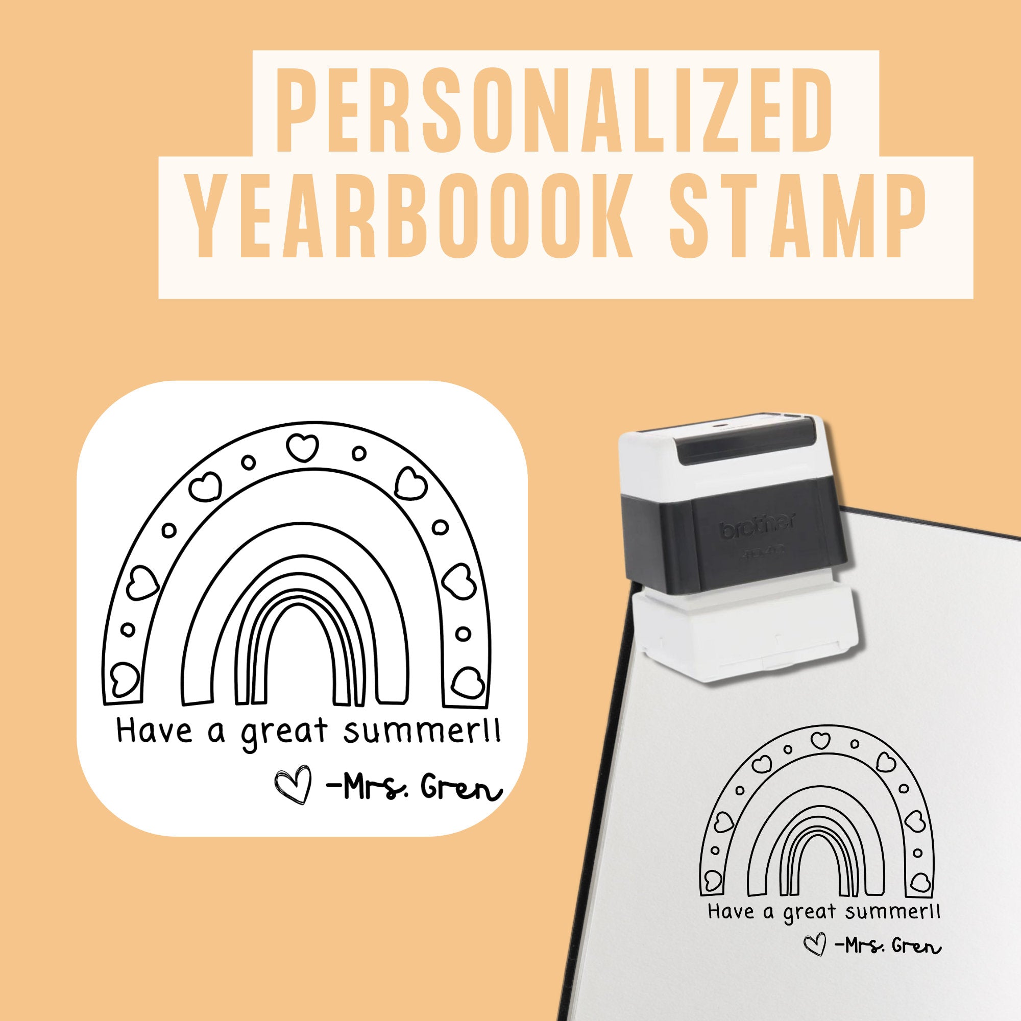 Rainbow Teacher Yearbook Stamp | Self Inking | Custom