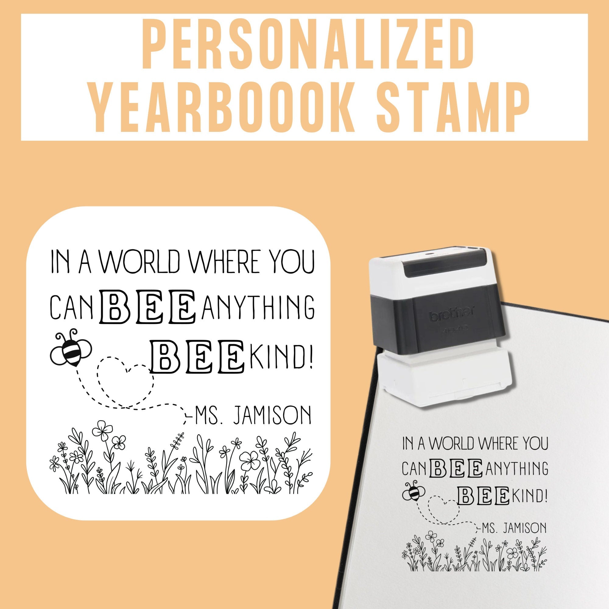 Bee Kind Teacher Yearbook Stamp | Self Inking | Custom