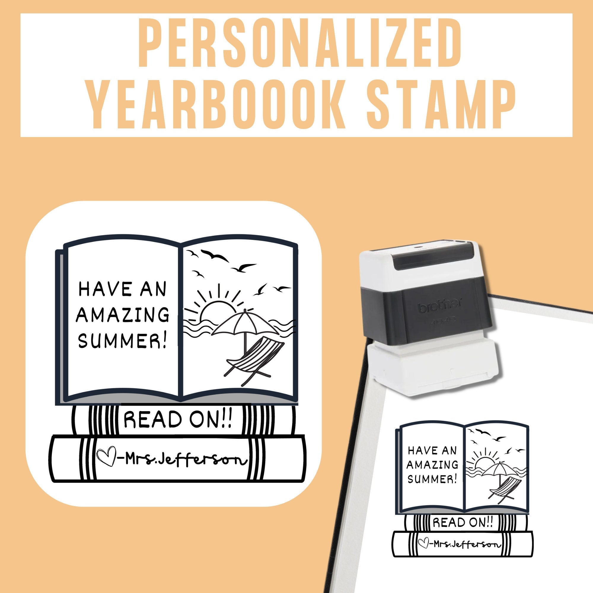 Reading Book Teacher Yearbook Stamp | Self Inking | Custom
