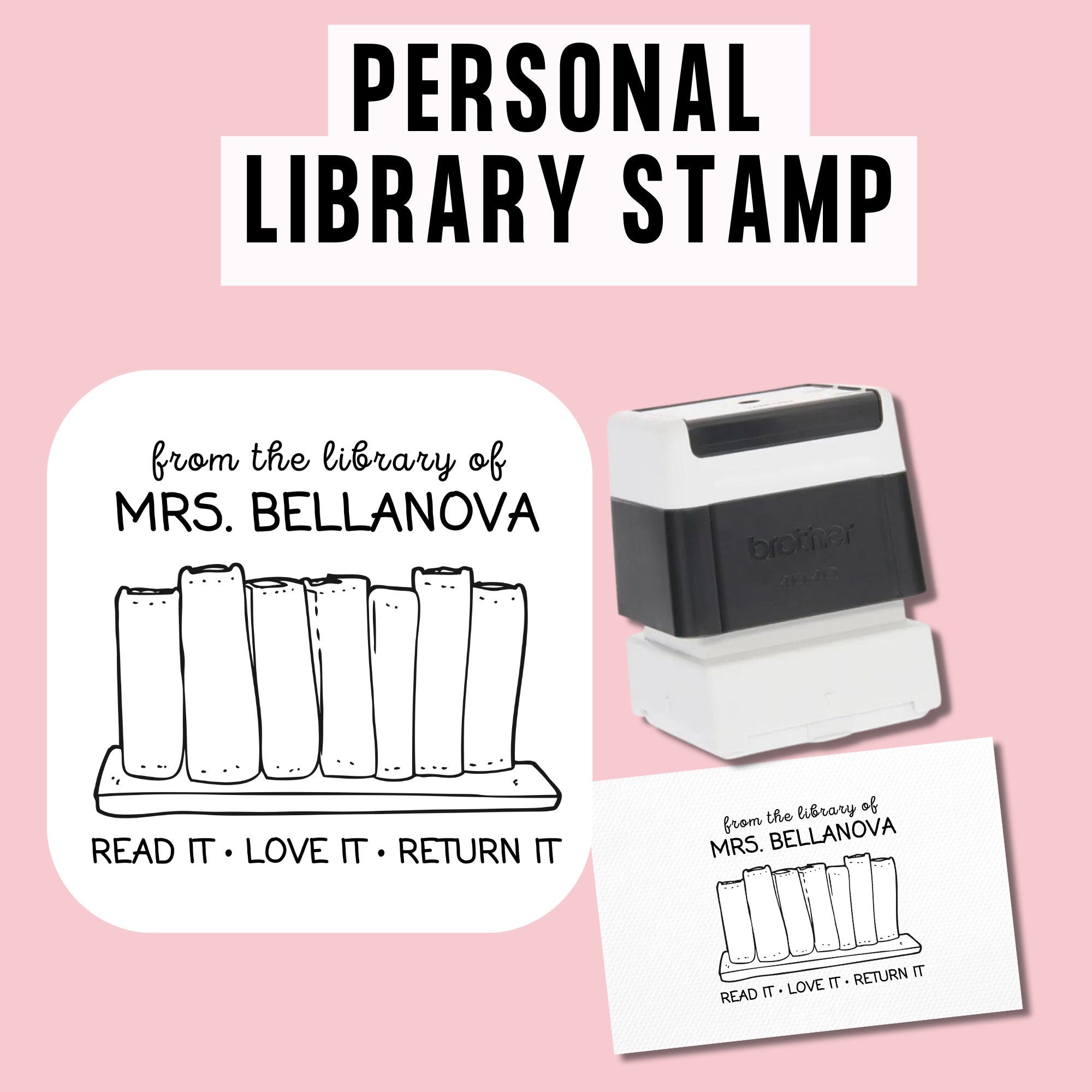 Personalized Book Stamp | Bookplate Stamp | Monogram Stamp |Self Inking Library Of Stamp | Book Lover Stamp | Reading Book Stamp