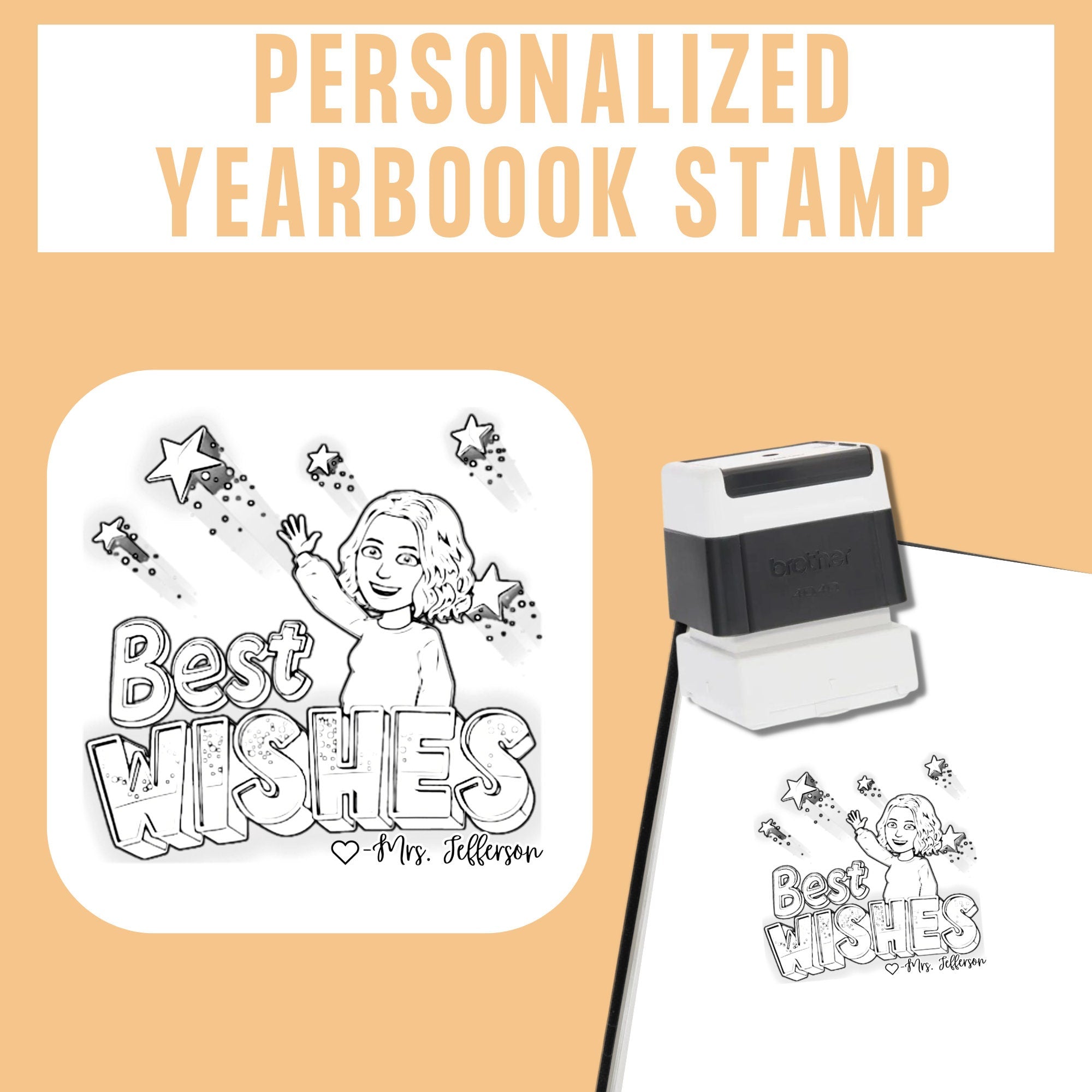 Bitmoji Teacher yearbook Stamp | Self Inking | Custom