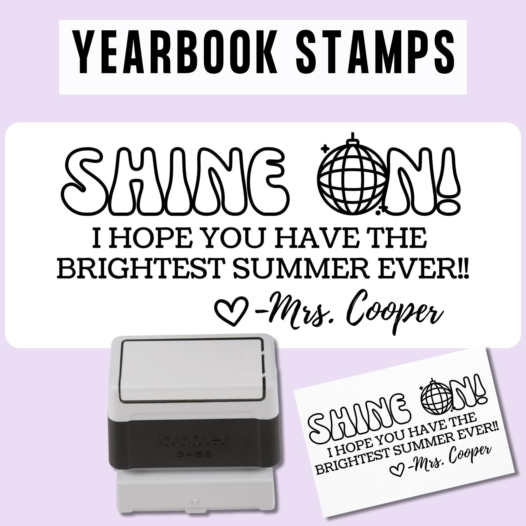 HIGH QUALITY | Custom Self Inking Disco Ball Yearbook Stamp for Teachers