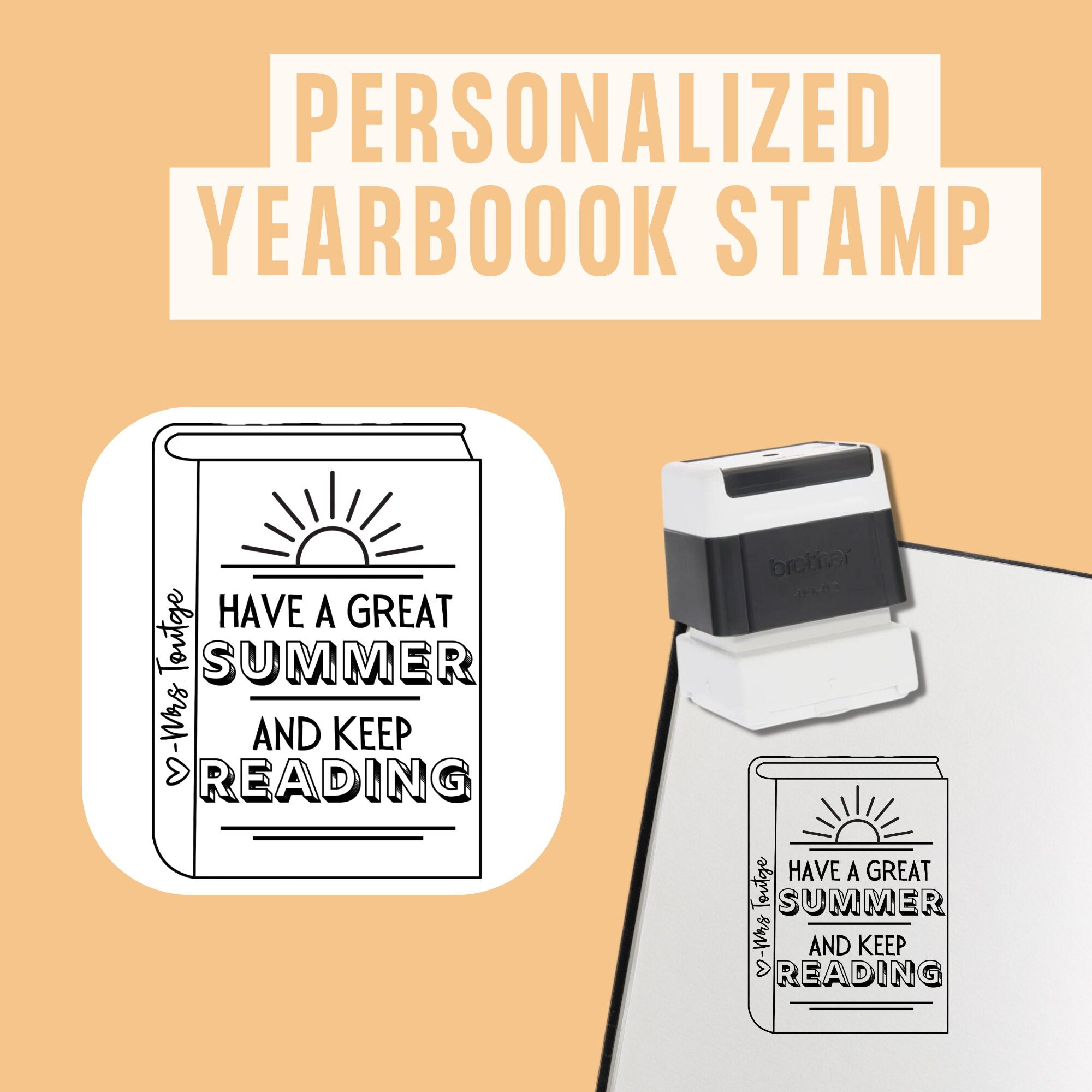 Reading Book Teacher Yearbook Stamp | Self Inking | Custom