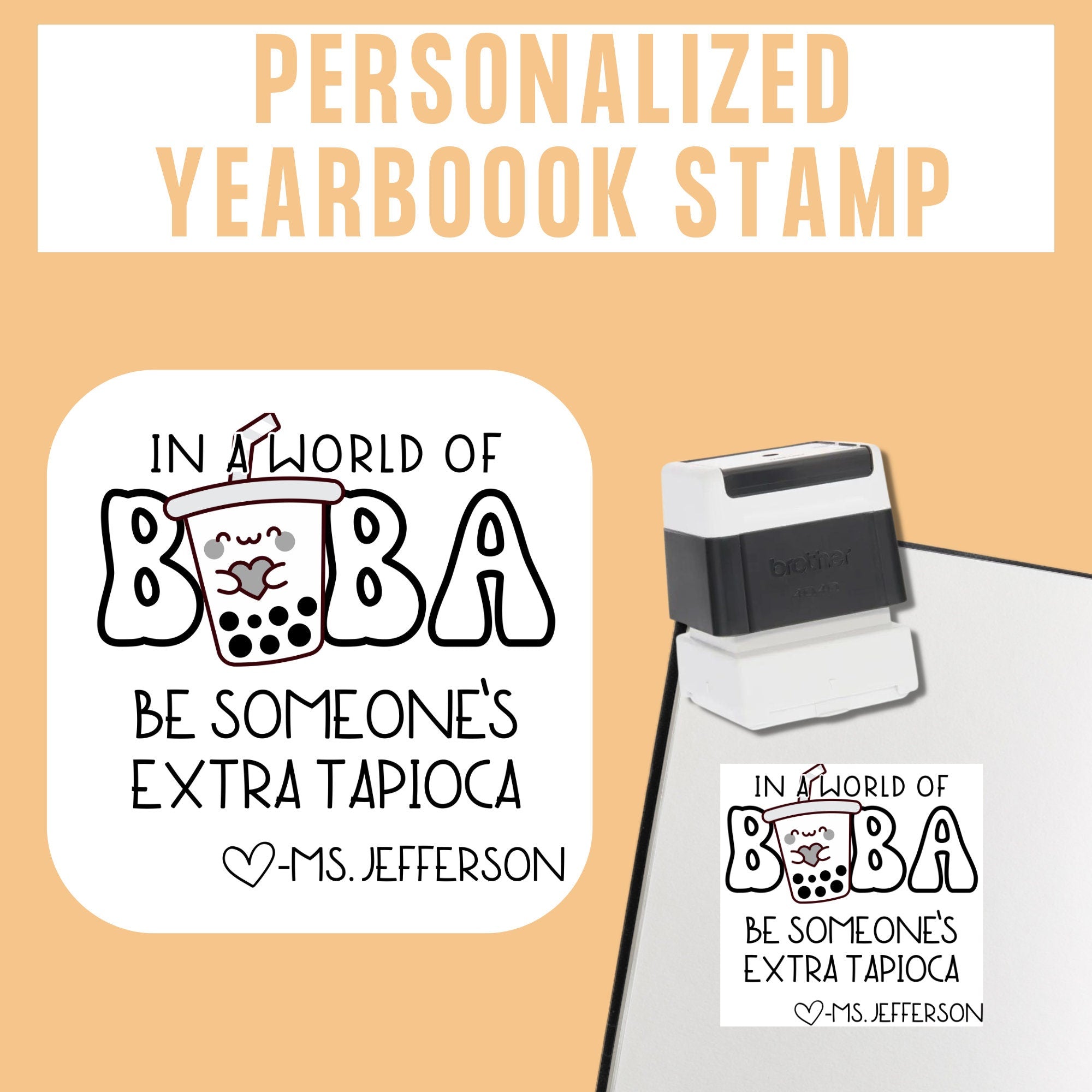 Boba Tea Teacher Yearbook Stamp | Self Inking | Custom