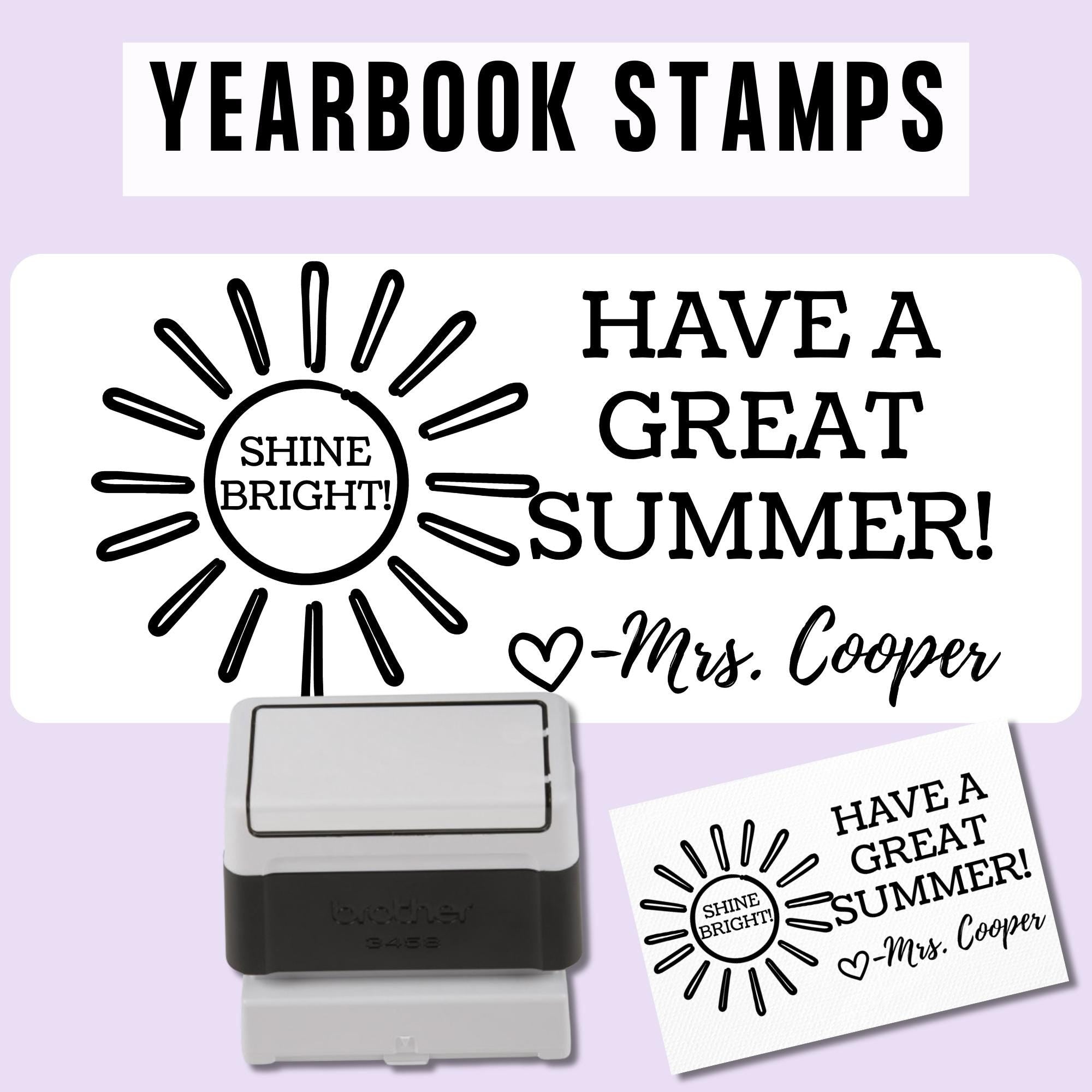 HIGH QUALITY | Custom Self Inking Sun Yearbook Stamp for Teachers