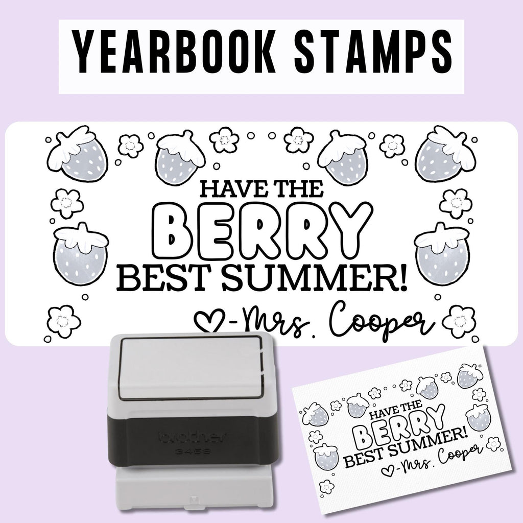 HIGH QUALITY | Custom Self Inking Strawberry Yearbook Stamp for Teachers