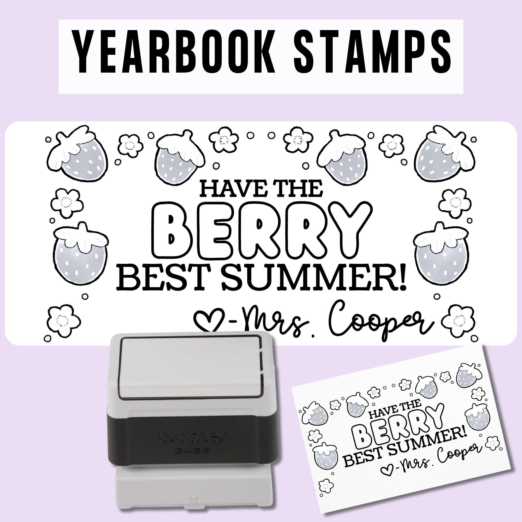 HIGH QUALITY | Custom Self Inking Strawberry Yearbook Stamp for Teachers