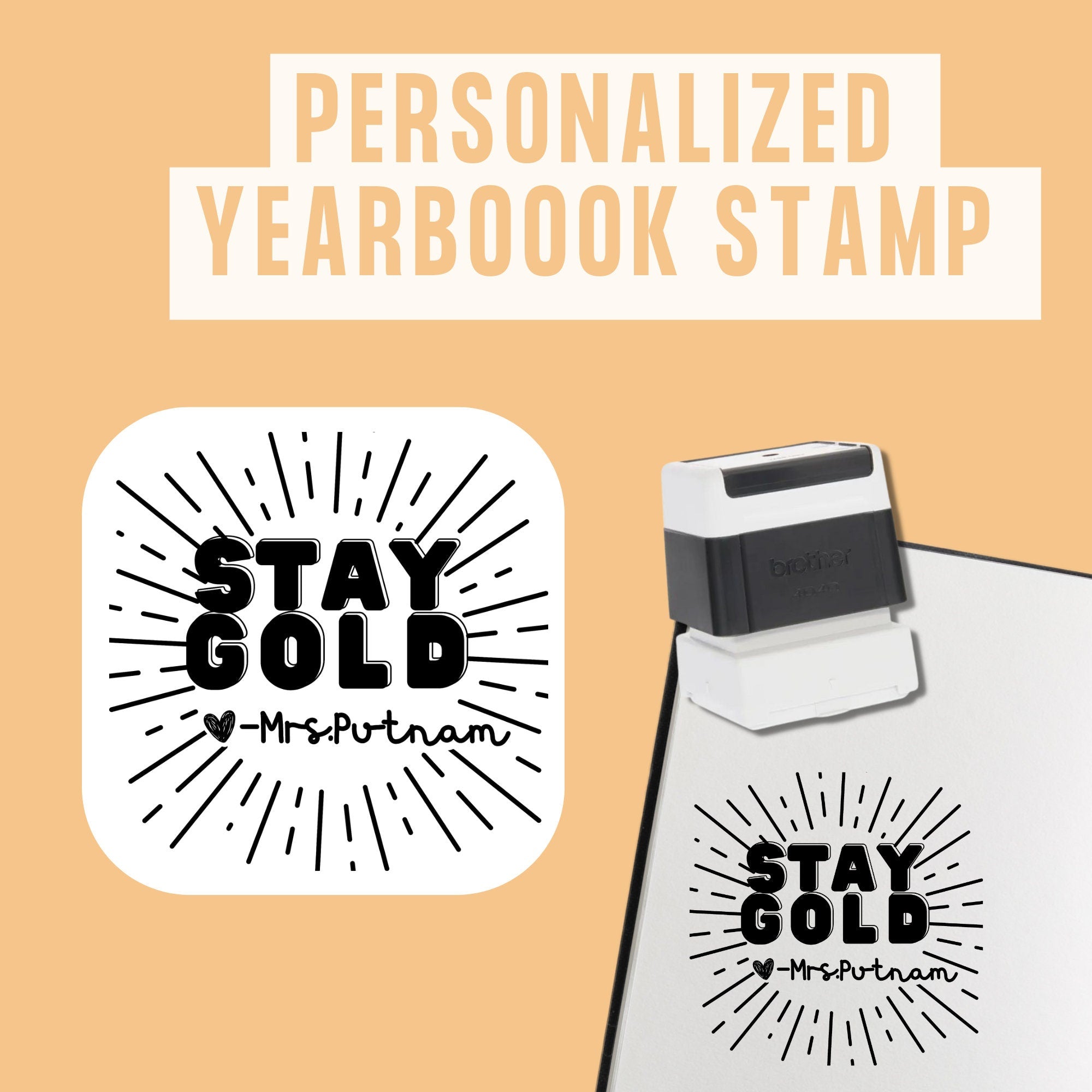Stay Gold Teacher Yearbook Stamp | Self Inking | Custom
