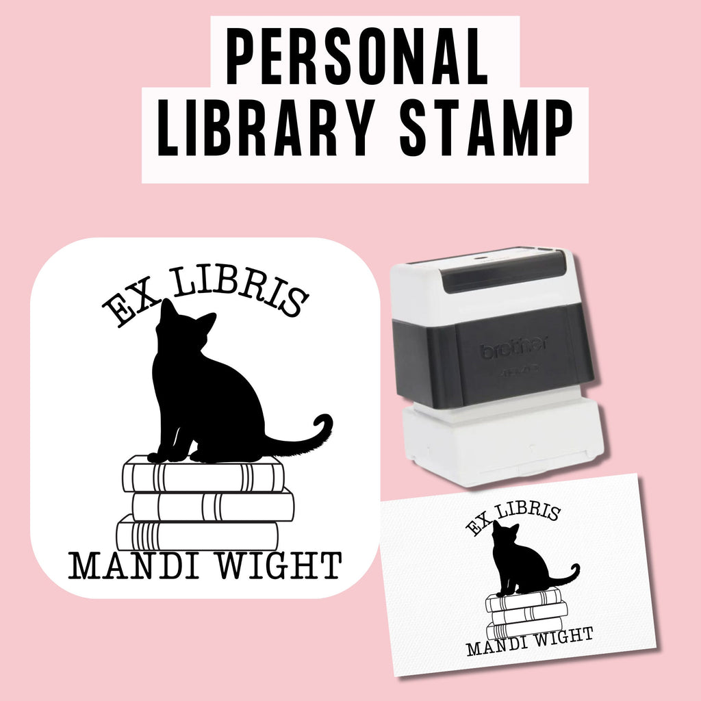 Personalized Book Stamp | Bookplate Stamp | Self Inking Library Of Stamp | Ex Libris Stamp | Cat Book Stamp