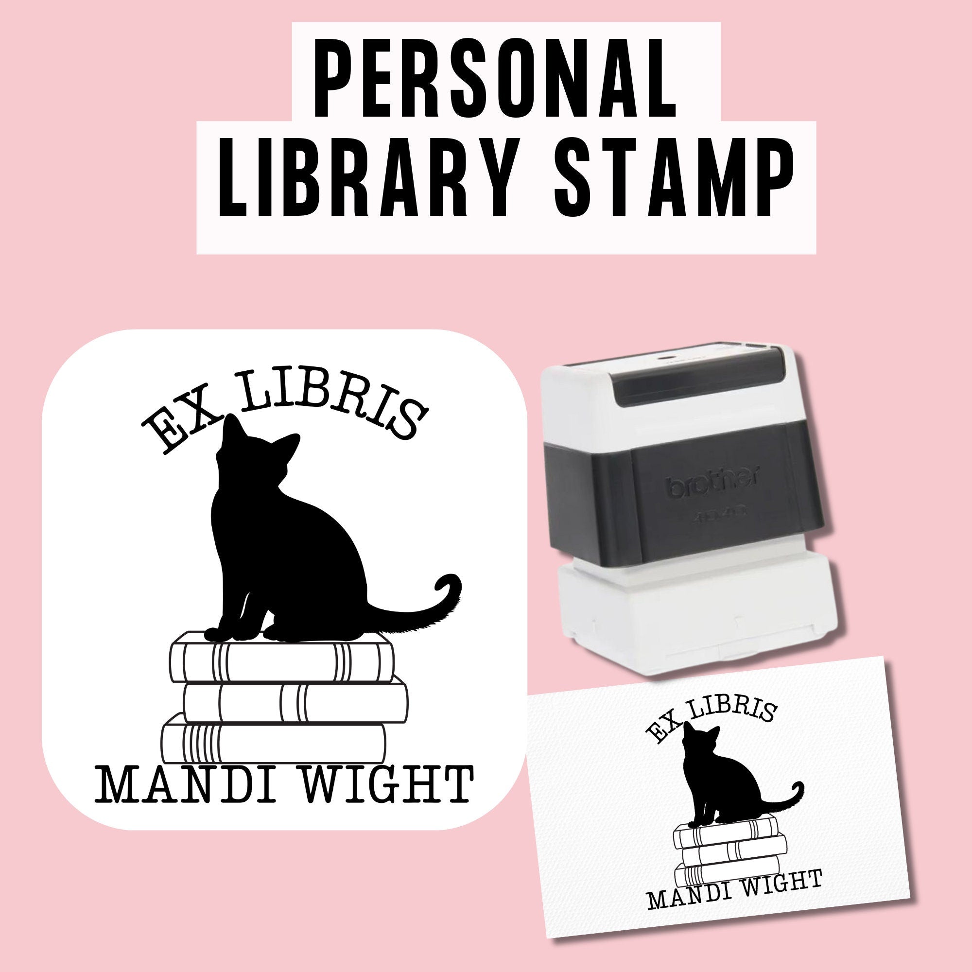 Personalized Book Stamp | Bookplate Stamp | Self Inking Library Of Stamp | Ex Libris Stamp | Cat Book Stamp