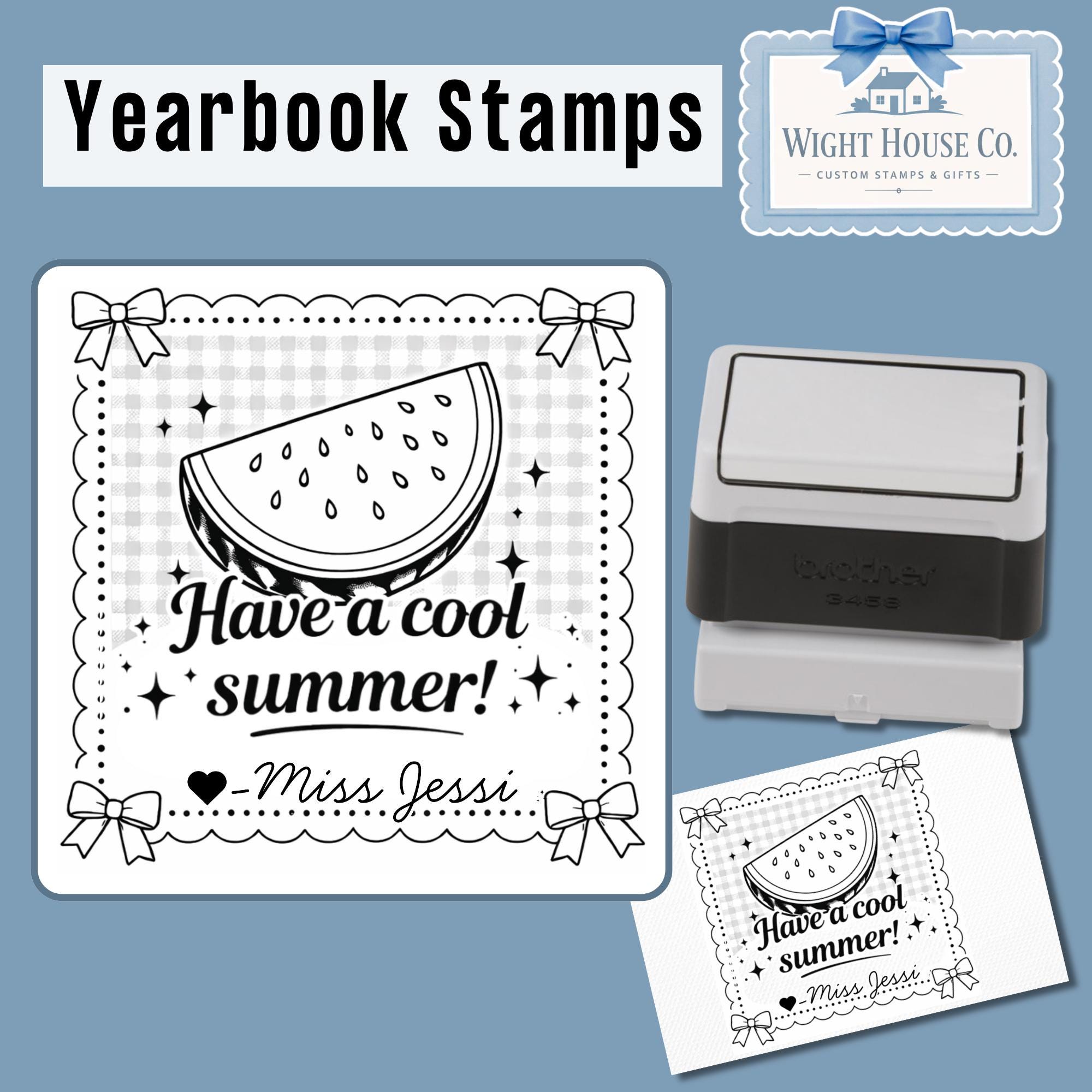 Personalized Watermelon Yearbook Stamp for Teachers – Self Inking Teacher Stamp – End of Year Gift