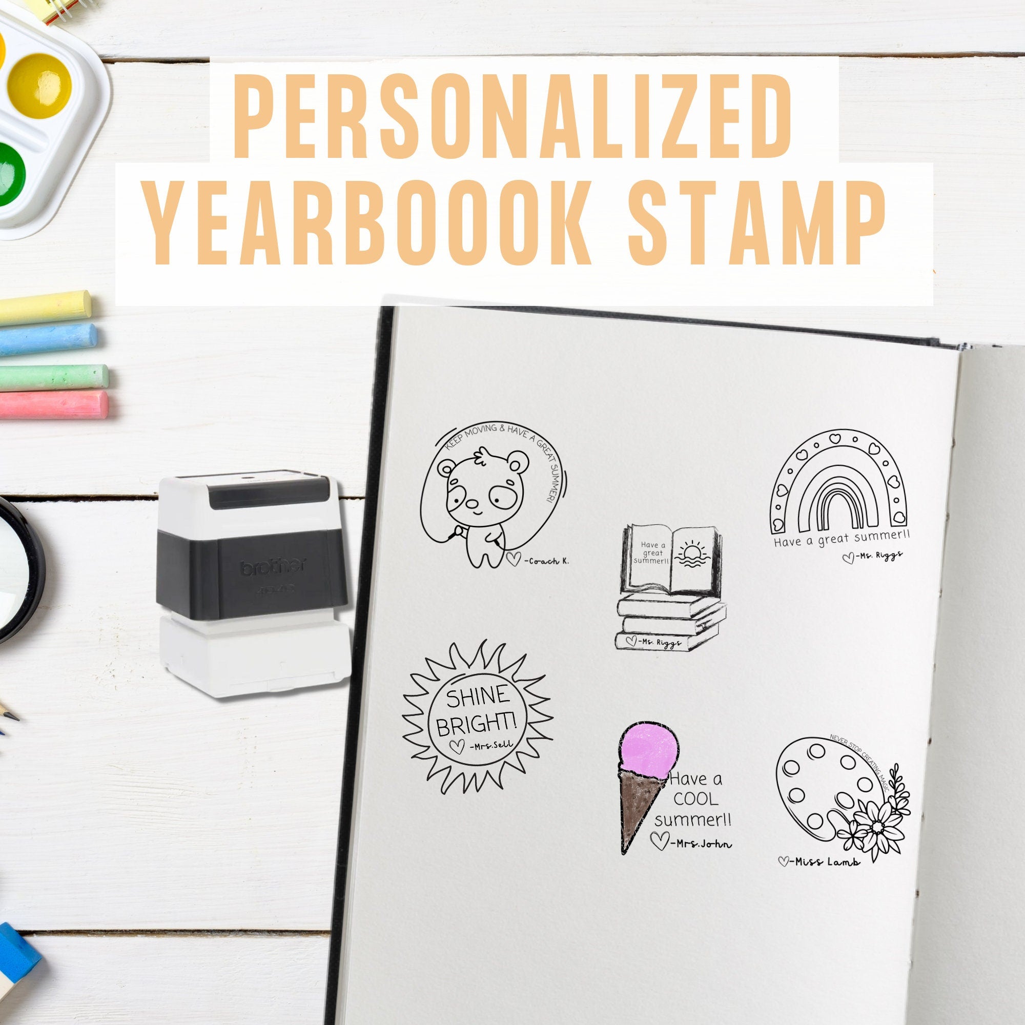 World Globe Teacher Yearbook Stamp | Self Inking | Custom