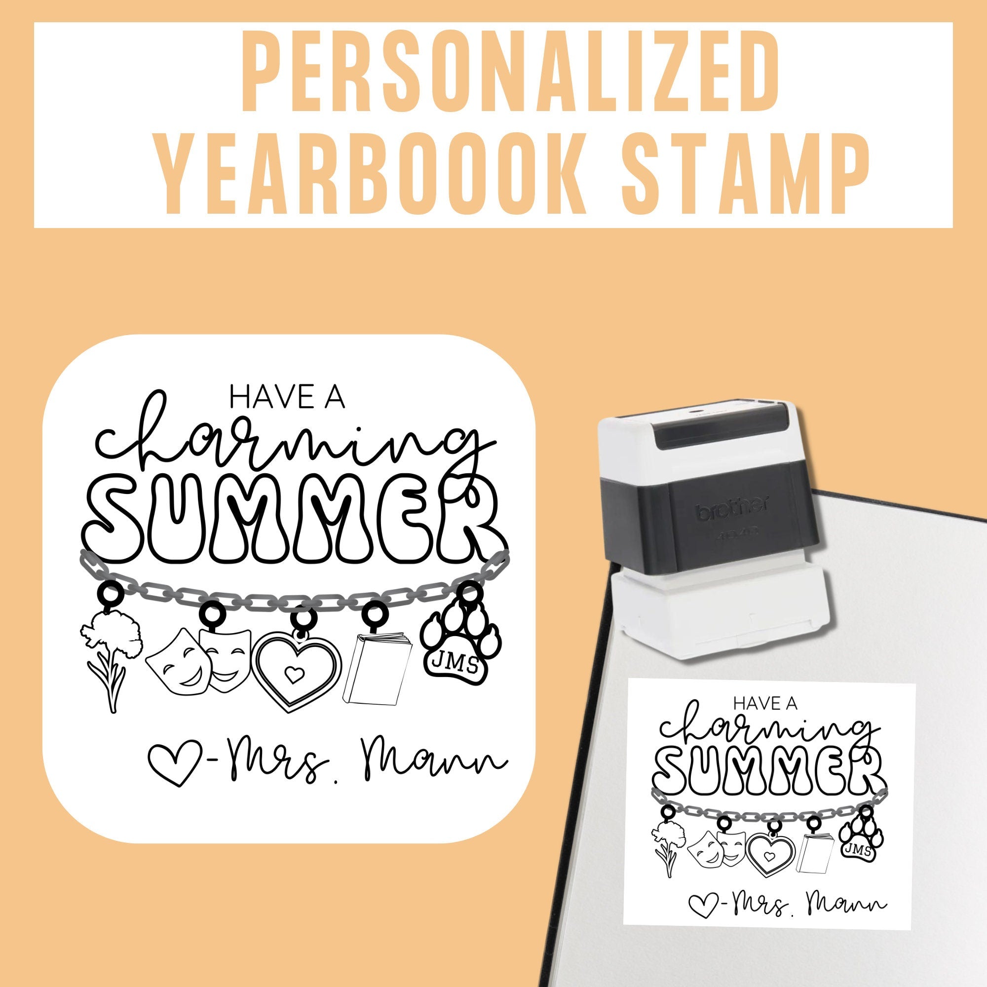 Charm Bracelet Summer Yearbook Stamp | Self Inking | Custom