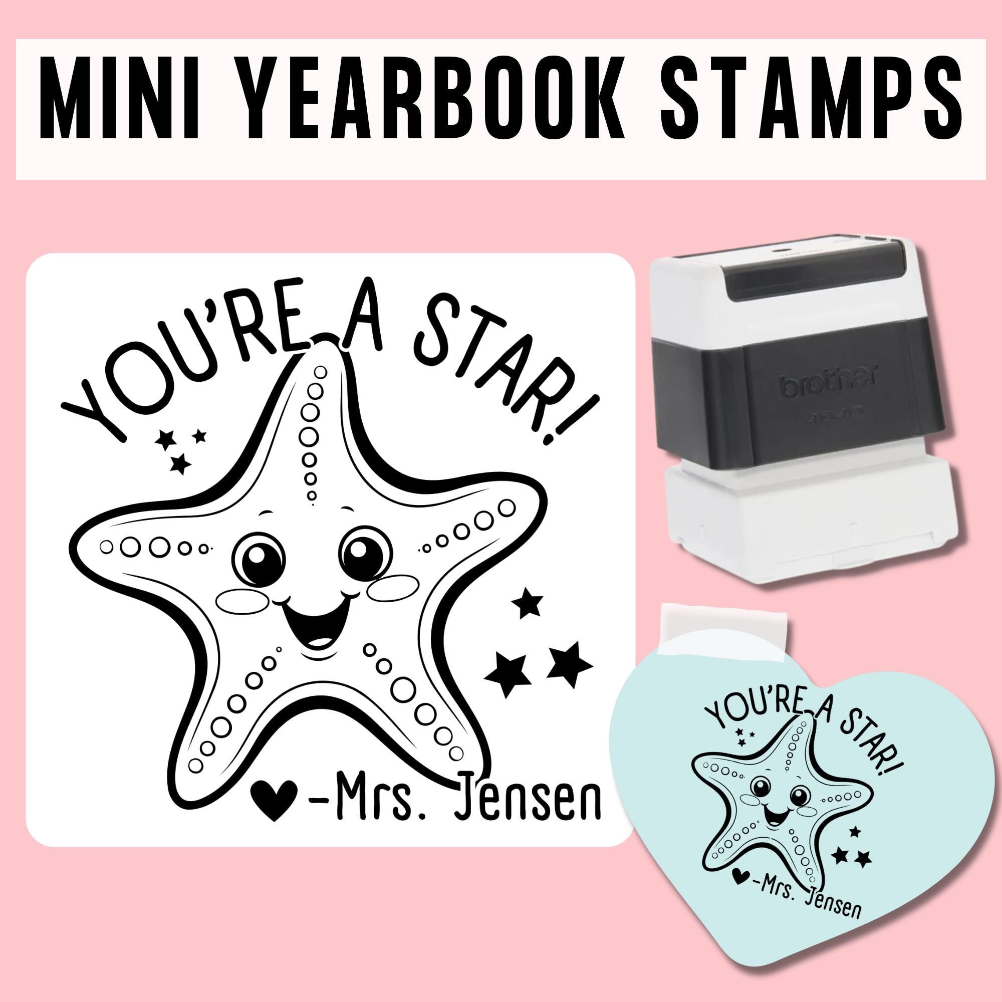 MINI | High Quality | Custom Self Inking Starfish Yearbook Stamp for Teachers