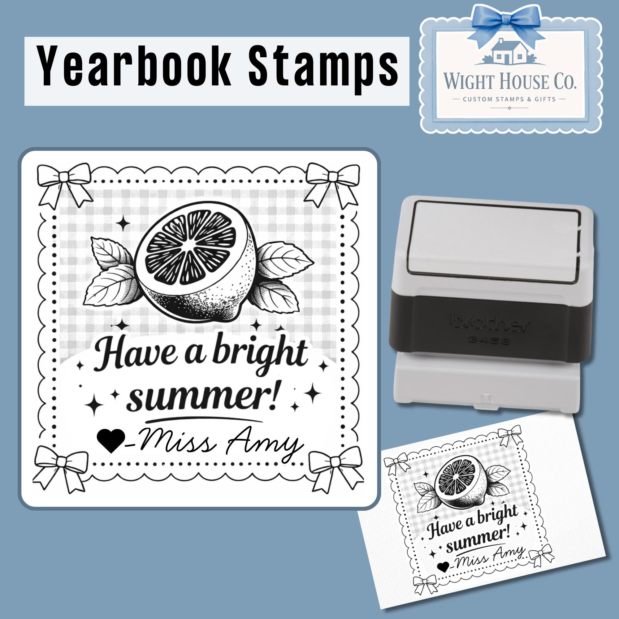Personalized Citrus Yearbook Stamp for Teachers – Self Inking Teacher Stamp – End of Year Gift